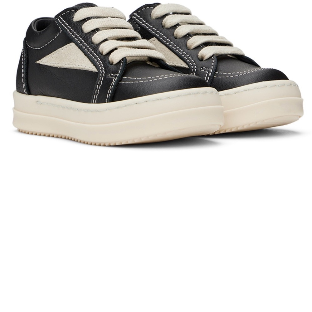 Rick Owens Black and White Sneakers High-Top Canvas